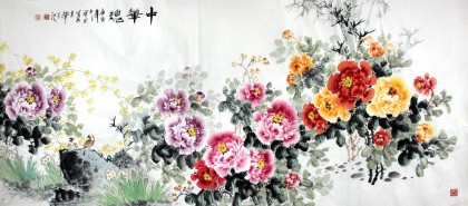 王宝钦八尺精品牡丹图《中华魂》