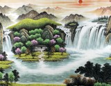 【已售】宁良成六尺客厅聚宝盆山水《江山多娇》