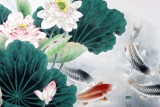 【已售】河南美协董书林四尺九鱼图《连年有余图》