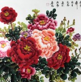【已售】傅文忠款客厅六尺牡丹图《花开富贵》(已裱轴)
