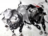 【已售】王向阳八尺巨幅《五牛图》 中国美术家协会会员