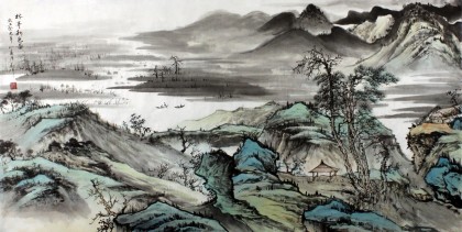 【已售】实力派画家刘洋四尺《林亭秋色图》