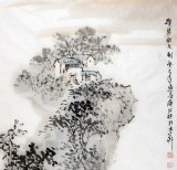 庾超然三尺古意山水《携琴访友图》