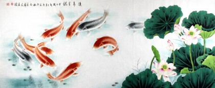 河南美协董书林小六尺《连年有余》