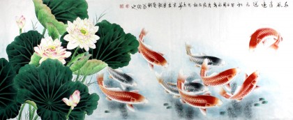 鲤鱼荷花图- 九鱼图- 99字画网