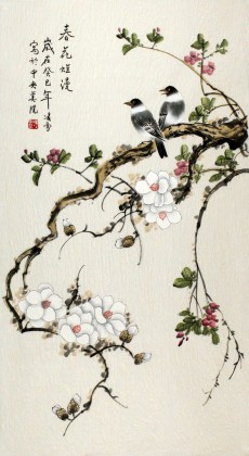 【已售】北京美协凌雪三尺国画《春花烂漫》