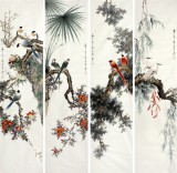 【已售】精品四尺花鸟四条屏