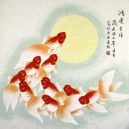 【已售】北京美协凌雪四尺斗方玄关风水画《鸿运当头》