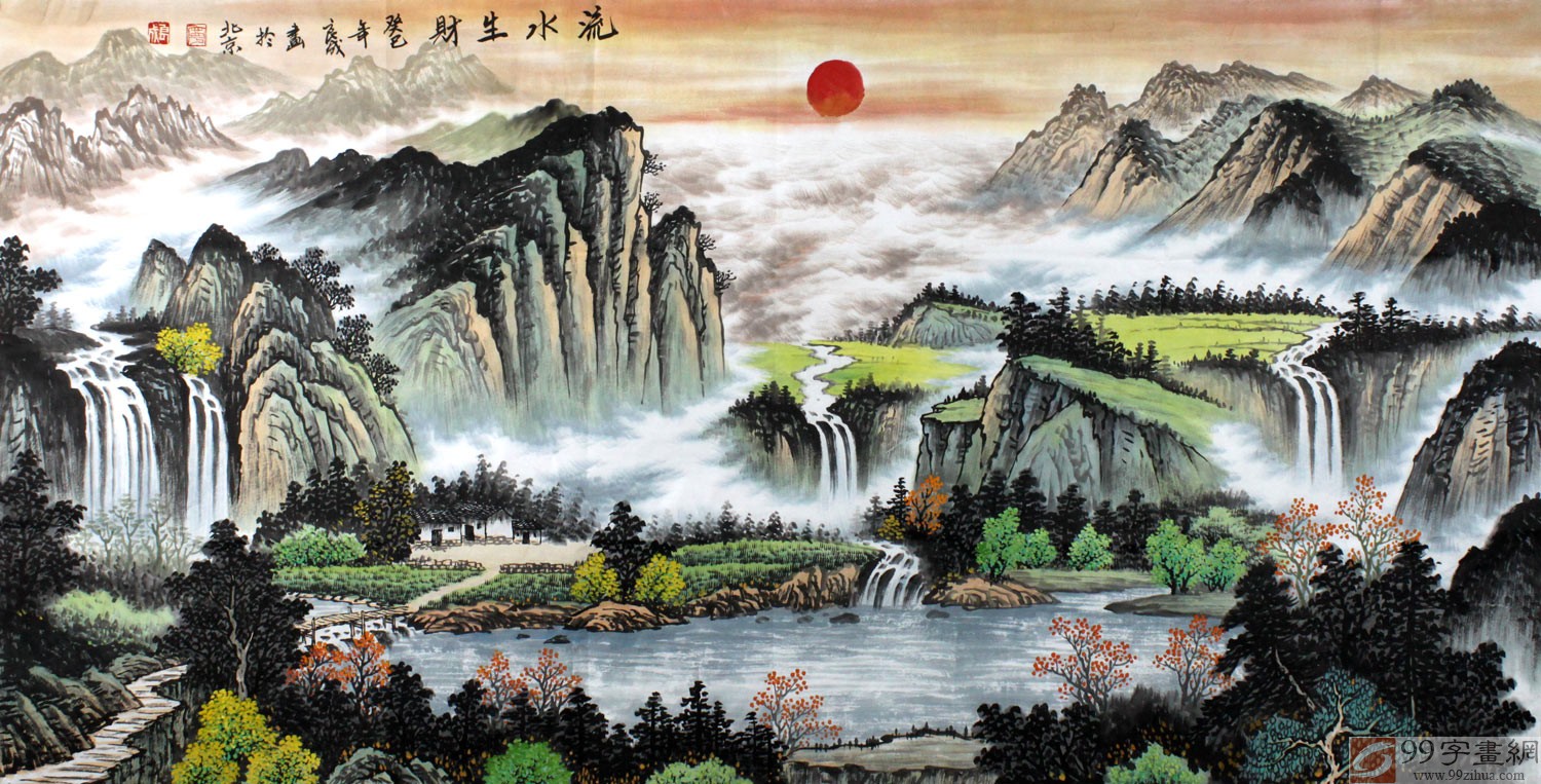 适合挂在老板办公室的山水画 - 聚宝盆山水画 - 99