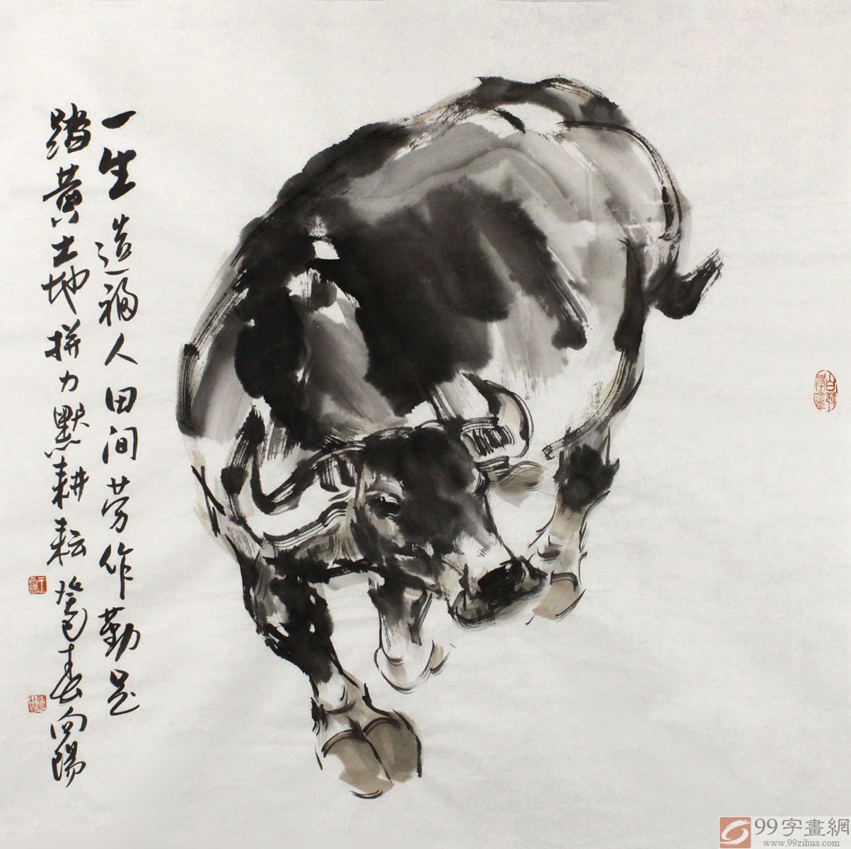 刘建国日记:迎牛年，画春牛，国画《报春牛》系列作品，庚子年冬月刘建国原创_兴艺堂