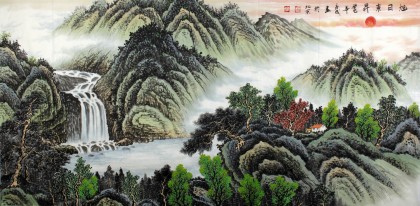 宁良成四尺山水国画《旭日东升》