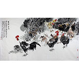 王向阳六尺精品国画雄鸡图《吉祥如意》 