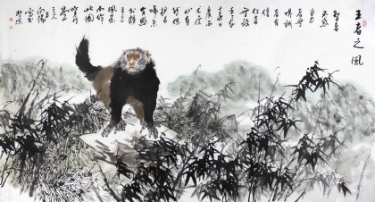 【已售】名家王向阳六尺精品风水画《王者之风》