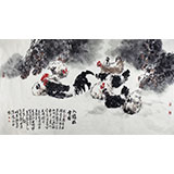 王向阳 六尺《九鸡卧雪图》 中国美术家协会会员