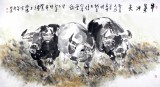 QA名家王向阳六尺精品风水图《牛气冲天》(询价)