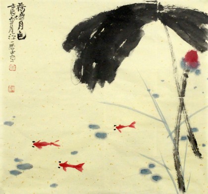 【已售】著名禅意画家周自豪三尺斗方作品《荷塘月色》(询价)