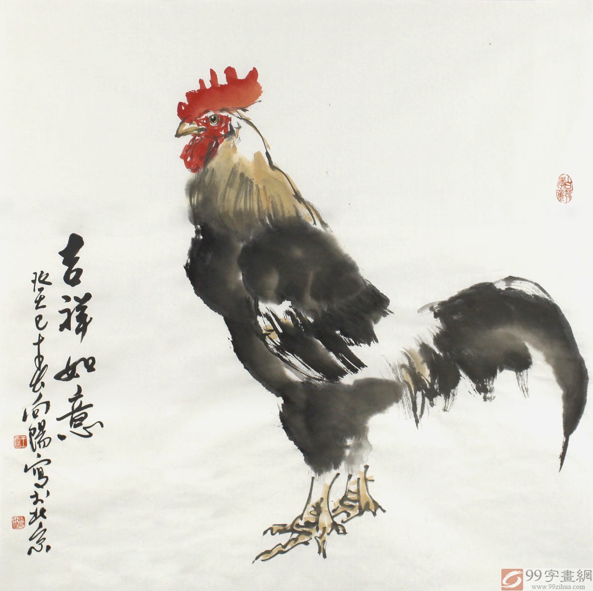 大吉大利国画 - 雄鸡图 - 99字画网