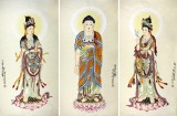 【已售】董书林四尺客厅菩萨佛像《西方三圣》