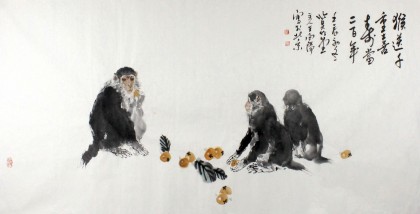 王向阳 四尺《猴送千重喜》 中国美术家协会会员