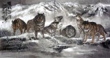 【已售】六尺精品国画七匹狼《雪域豪情》
