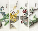 家庭装饰四条屏国画- 花鸟画- 99字画网