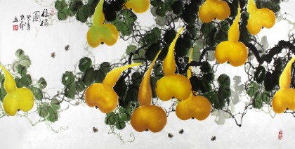 黄艺四尺风水吉祥纳福葫芦图《福禄图》