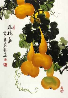 平安长寿风水葫芦国画福禄图- 葫芦画- 99字画网