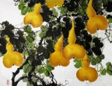 【已售】黄艺四尺风水葫芦国画《福禄图》