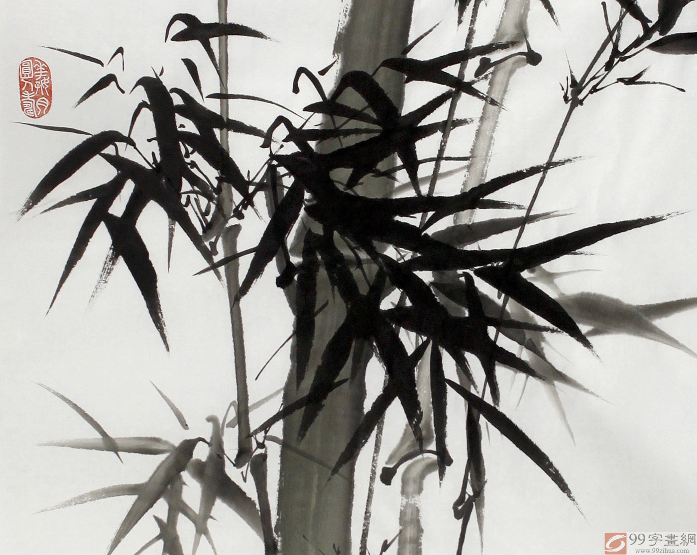 名人水墨写意竹子图 - 竹子画 - 99字画网