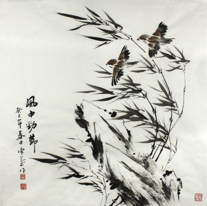 安徽美协何华贤四尺斗方《风中劲节》