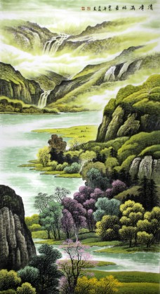 宁良成六尺精品山水《清峰满林》