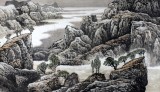 【已售】湖北名家庾超然小八尺写意国画山水《山随平野尽》