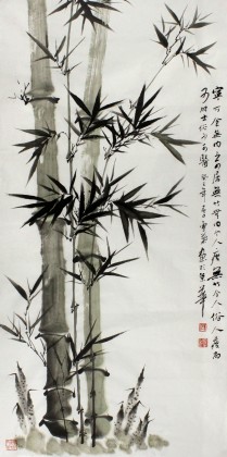 安徽美协何华贤三尺精品《宁可食无肉 不可居无竹》