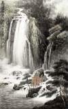 【已售】著名山水画家程冰石作品《飞流直下》