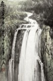 【已售】著名山水画家程冰石作品《飞流直下》