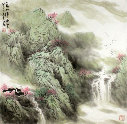 【已售】山水画协会副主席程冰石四尺斗方《春山伴祥云》