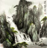 【已售】山水画协会副主席程冰石四尺斗方《泉鸣山谷》