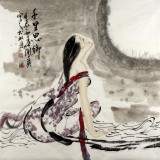 【已售】北京美协李凤英四尺斗方仕女《千里思乡》