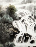 QA著名山水画家程冰石四尺《流金泻玉》