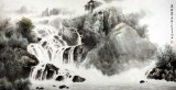 QA著名山水画家程冰石四尺《流金泻玉》