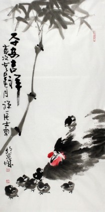 当代著名禅意画家周自豪三尺《平安吉祥》