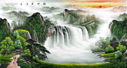 【已售】实力派画家吴东六尺聚宝盆山水画《福地安居图》