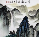 【已售】宁良成四尺山水画《青山飞瀑》
