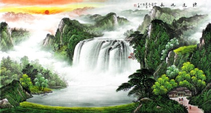 【已售】实力派画家吴东六尺风水画《源远流长》