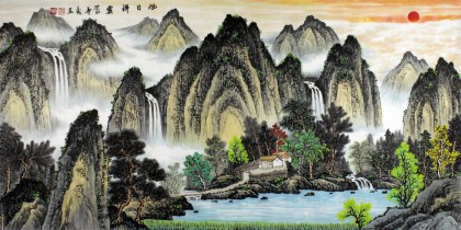 宁良成四尺聚宝盆风水画《旭日祥云》