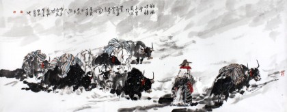 QA著名动物画家王向阳作品《朔风吹银雪 千里藏骑路》(询价)