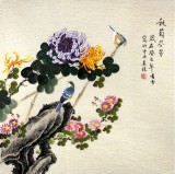 【已售】北京美协凌雪四尺斗方国画《秋菊芬芳》