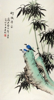 【已售】北京美协凌雪三尺国画竹子《竹报平安》
