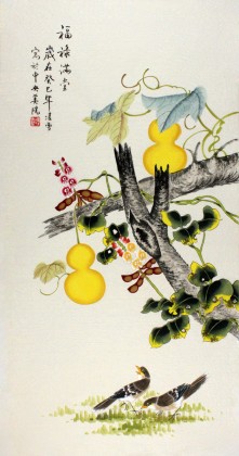 【已售】北京美协凌雪三尺风水葫芦《福禄满堂》