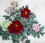 【已售】北京美协凌雪六尺国画牡丹《花开富贵》